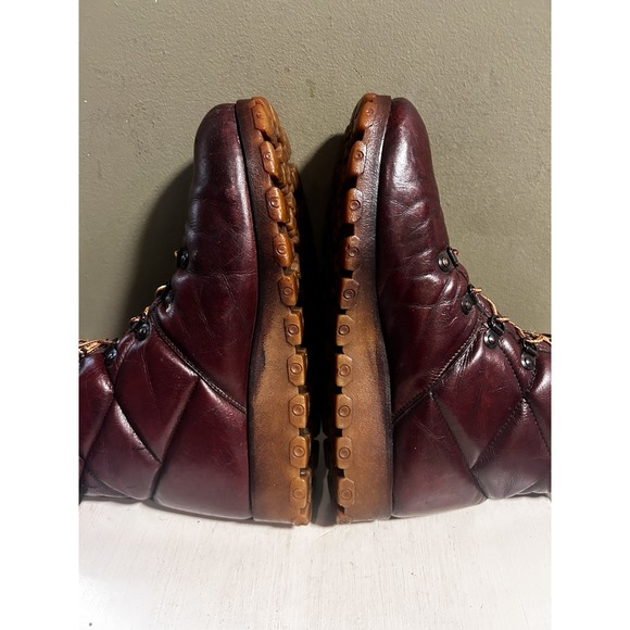 Vtg Allan Temple Burgundy Brown Italian Leather Hiking 8\